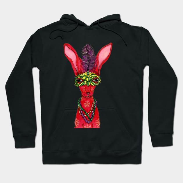 Chinese New Year Rabbit Celebrates Mardi Gras Hoodie by Cottin Pickin Creations